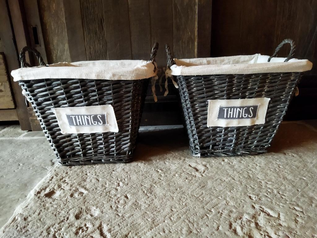 2 Rattan Manden, Mand, Vierkant, Ophalen of Verzenden, Zo goed als nieuw
