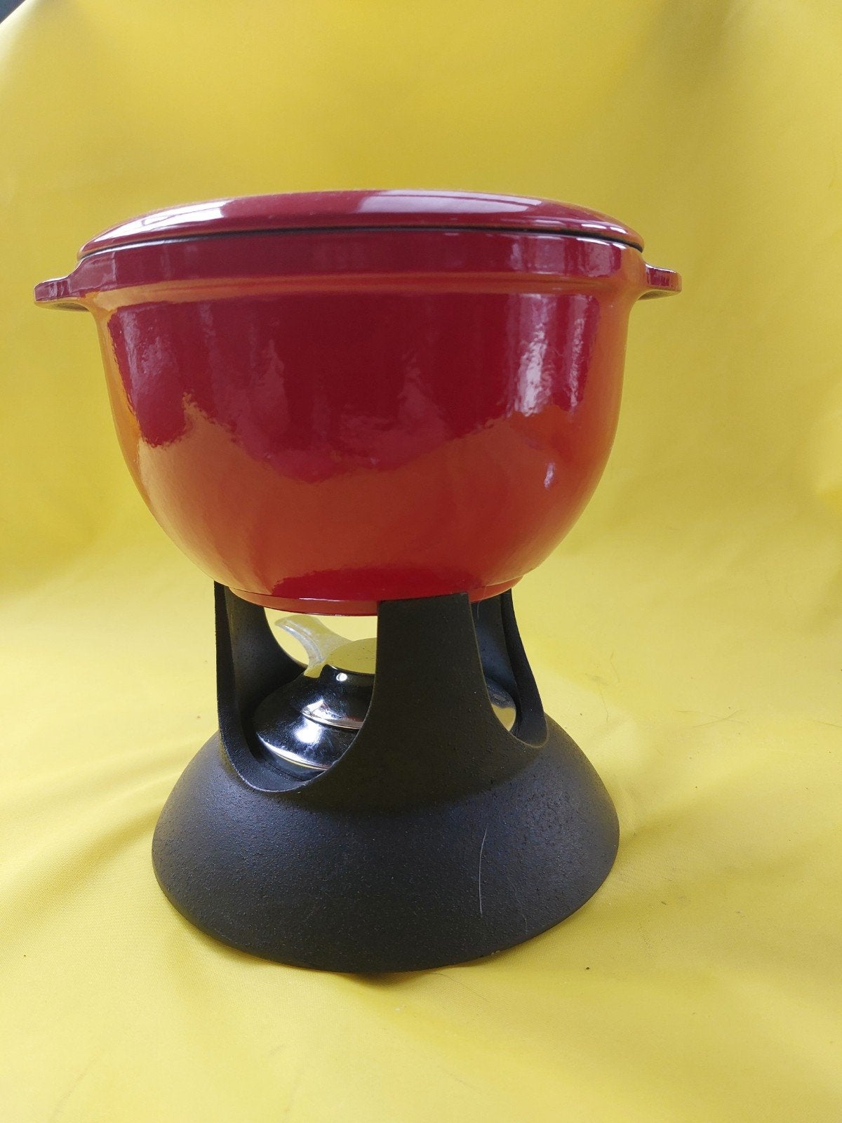 Rode gietijzeren fondueset met brander, Ophalen of Verzenden