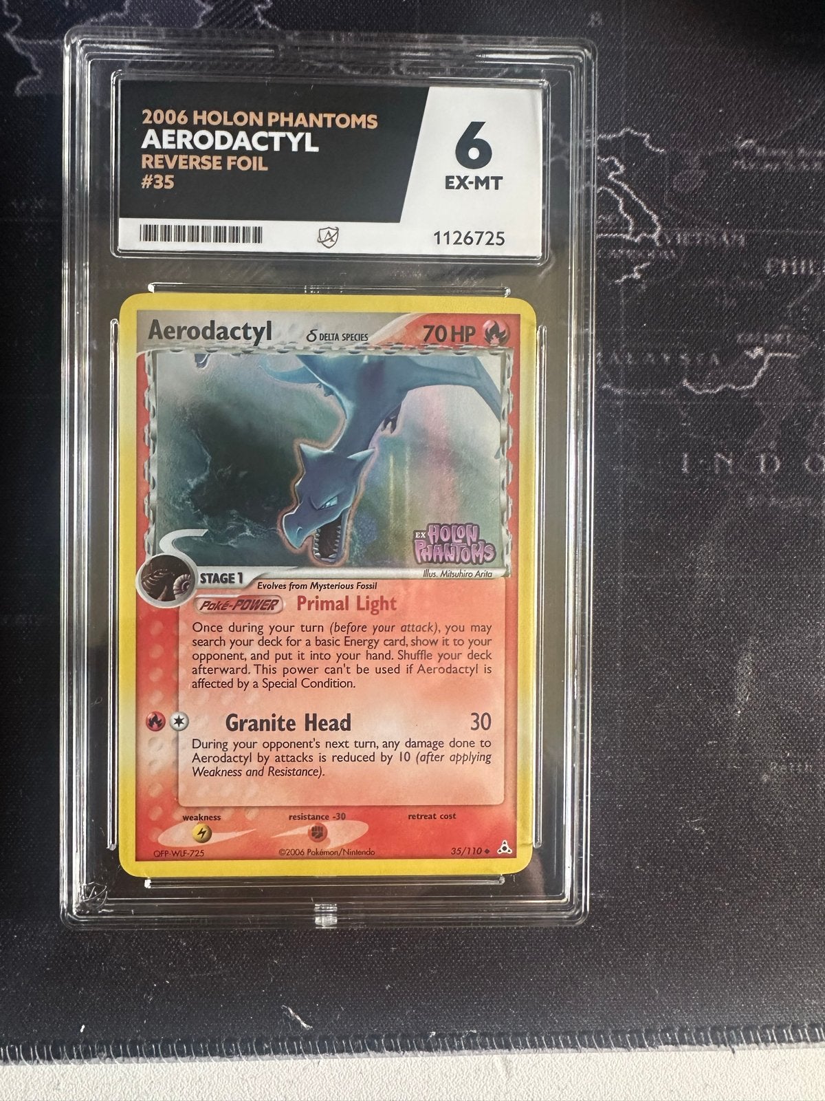 Aerodactyl Reverse Foil #35 Holon Phantoms PSA 6 EX-MT, Ophalen of Verzenden, Gebruikt, Losse kaart, Foil