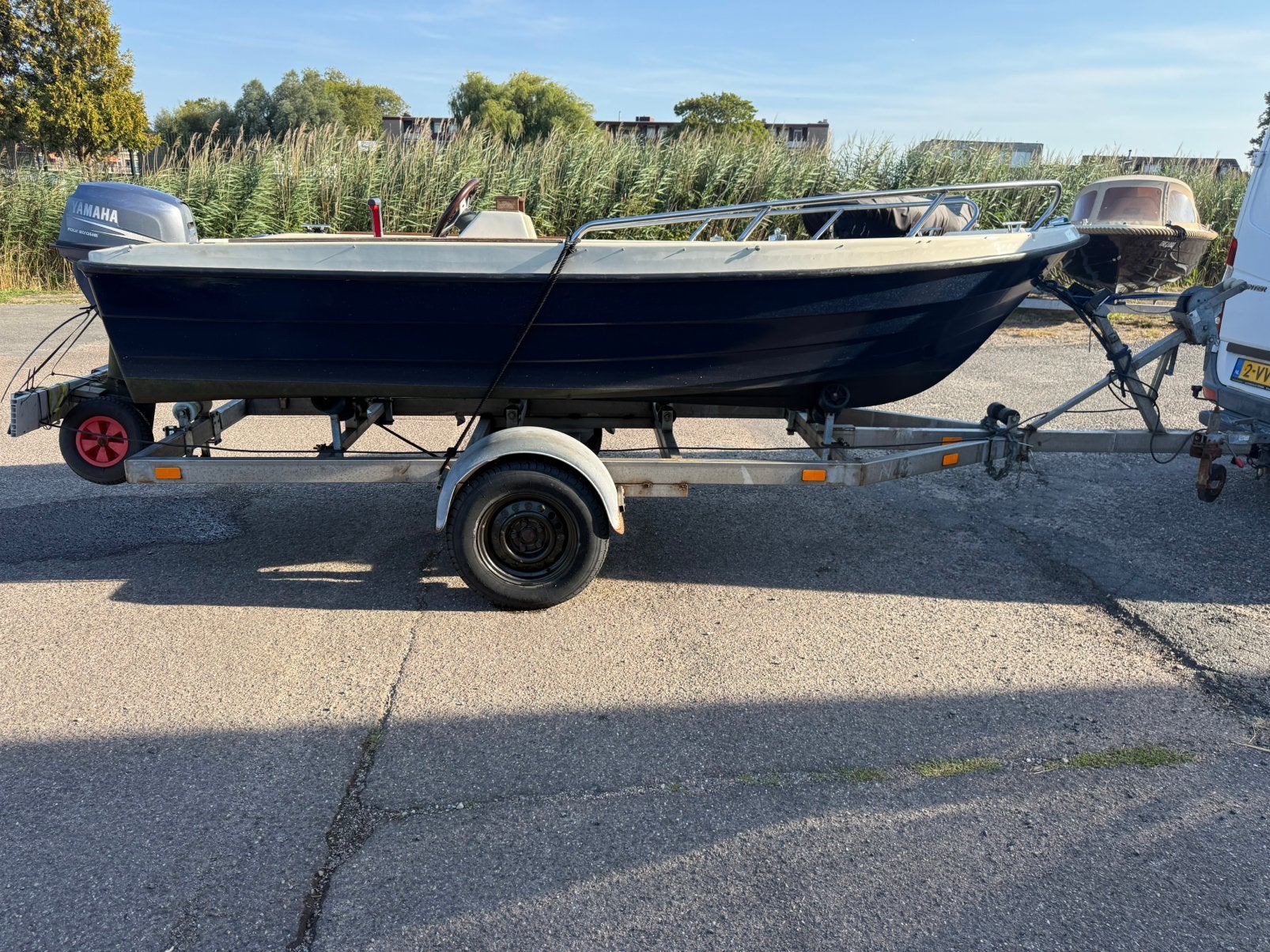 Sunrise 430 met 15 pk Yamaha 4-takt bb motor met trailer, Watersport en Boten, Motorboten en Motorjachten, Overige merken, Gebruikt
