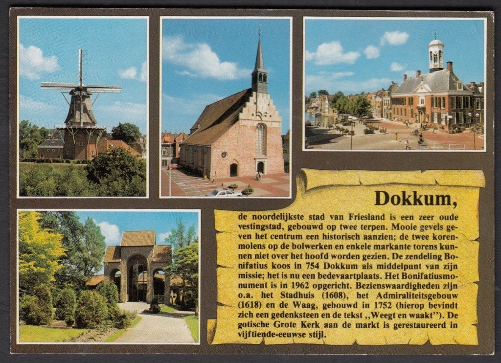 Dokkum- 4 luik en Info- Gelopen 1991, Verzenden, 1980 tot heden, Gelopen, Friesland