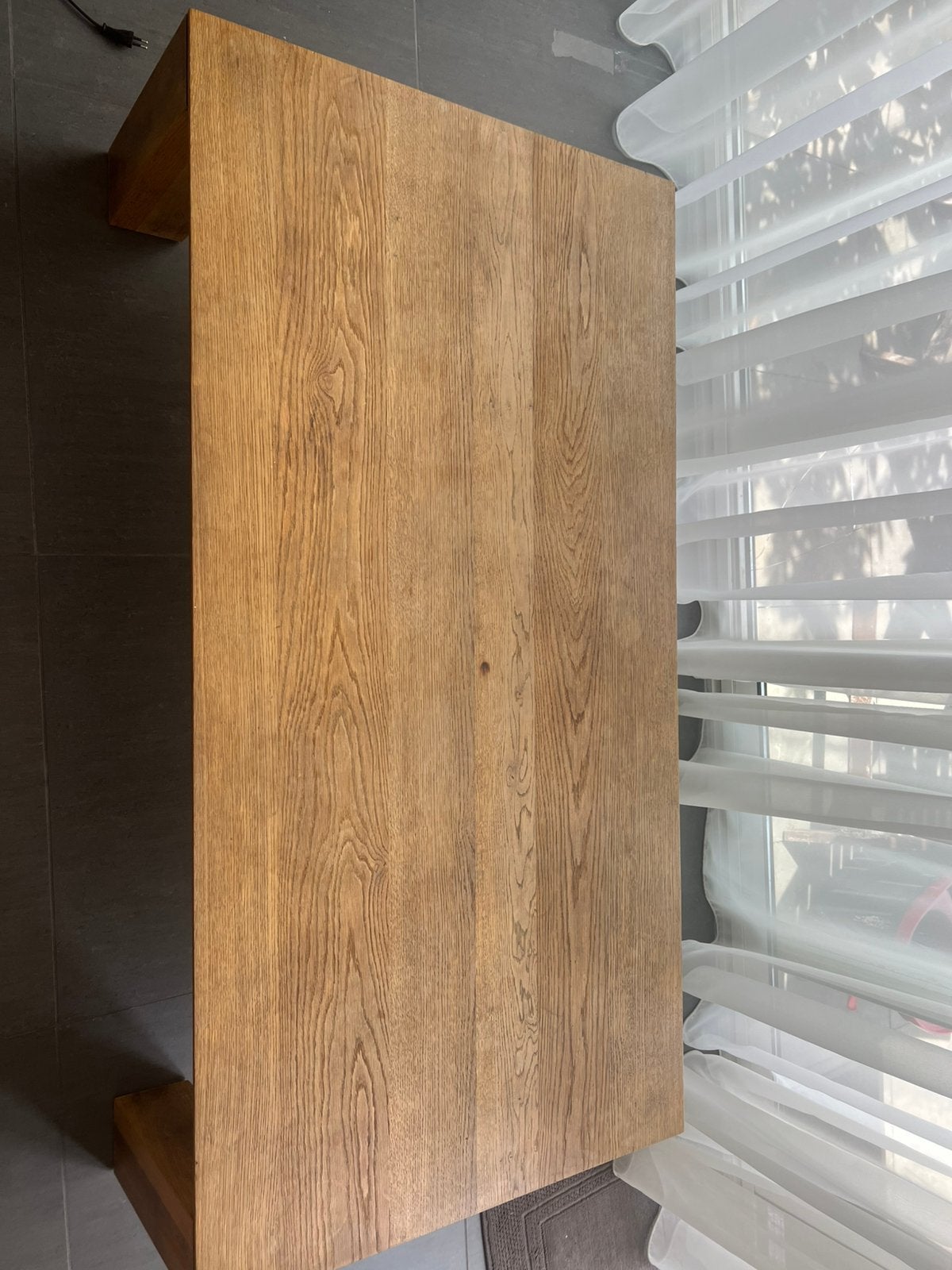 Eiken design salontafel 135L x 70B, Ophalen, 100 tot 150 cm, Design, Eikenhout