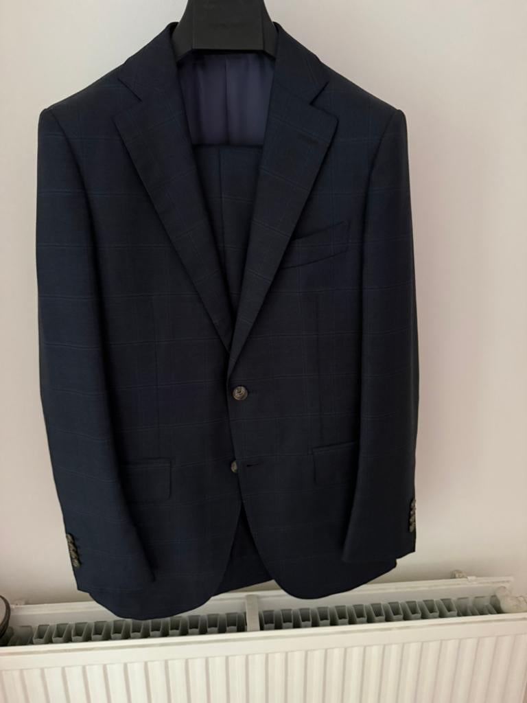 Prachtig pak SuitSupply maat 46, diepblauw met ruit, Ophalen of Verzenden, Zo goed als nieuw, Maat 46 (S) of kleiner, Blauw