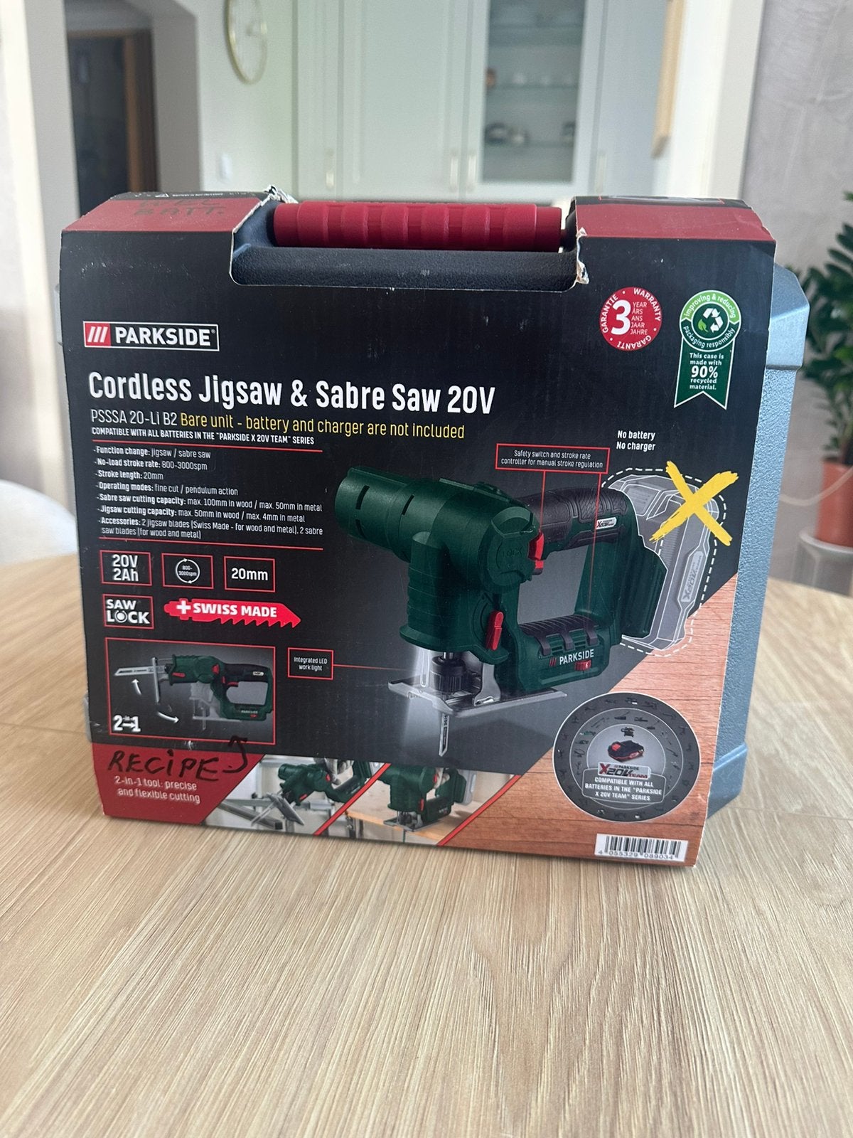 Parkside PSSSA 20-Li B2 decoupeer- en reciprozaag met accu!, Doe-het-zelf en Verbouw, Ophalen of Verzenden, Zo goed als nieuw