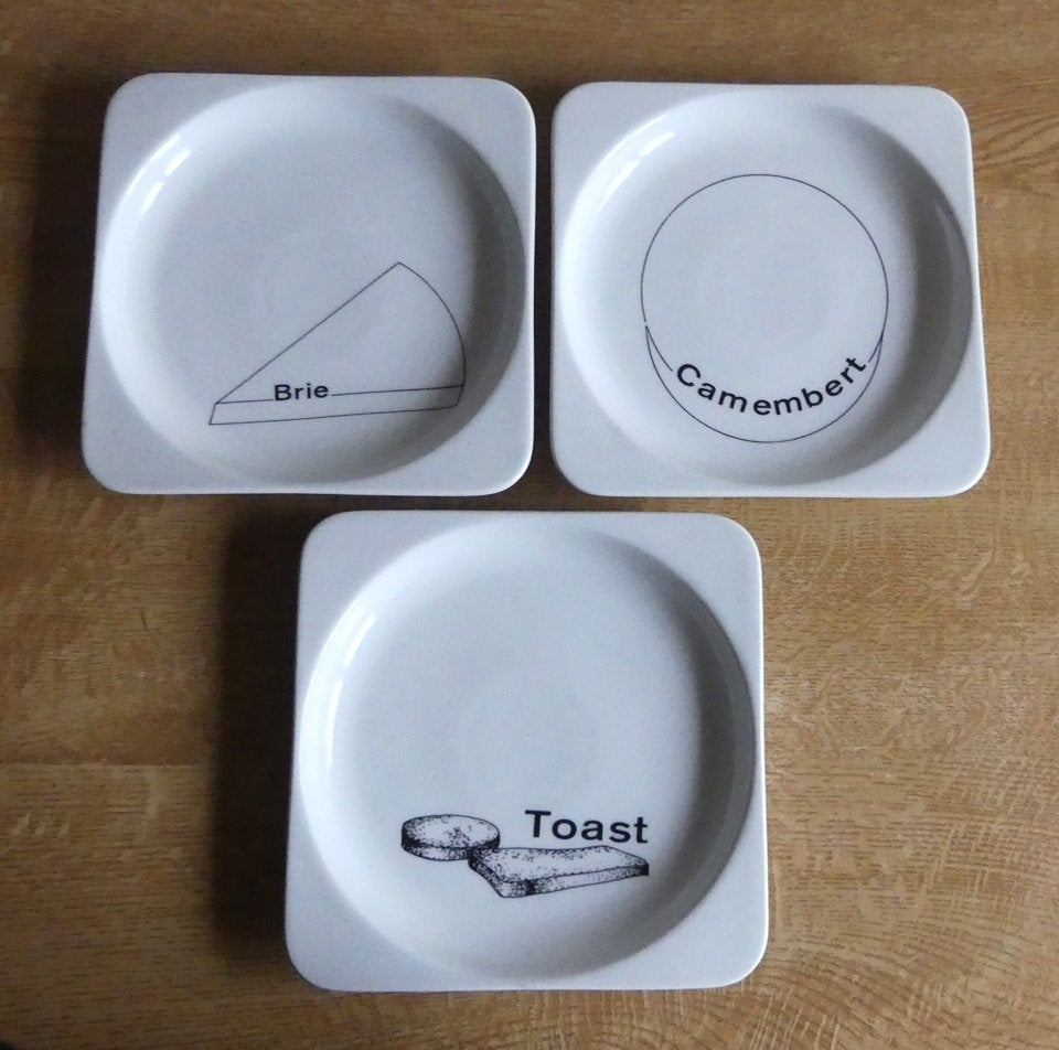 Vintage kaasbordjes tapas bordjes brie camembert toast, Ophalen of Verzenden, Zo goed als nieuw, Bord(en), Overige stijlen