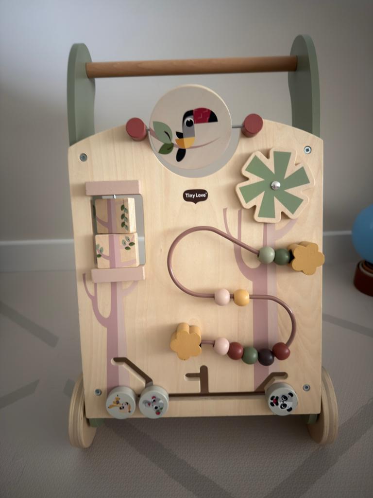 Loopwagen met activiteitenbord, Kinderen en Baby's, Speelgoed | Houten speelgoed, Ophalen, Zo goed als nieuw, Duw- of Trekspeelgoed
