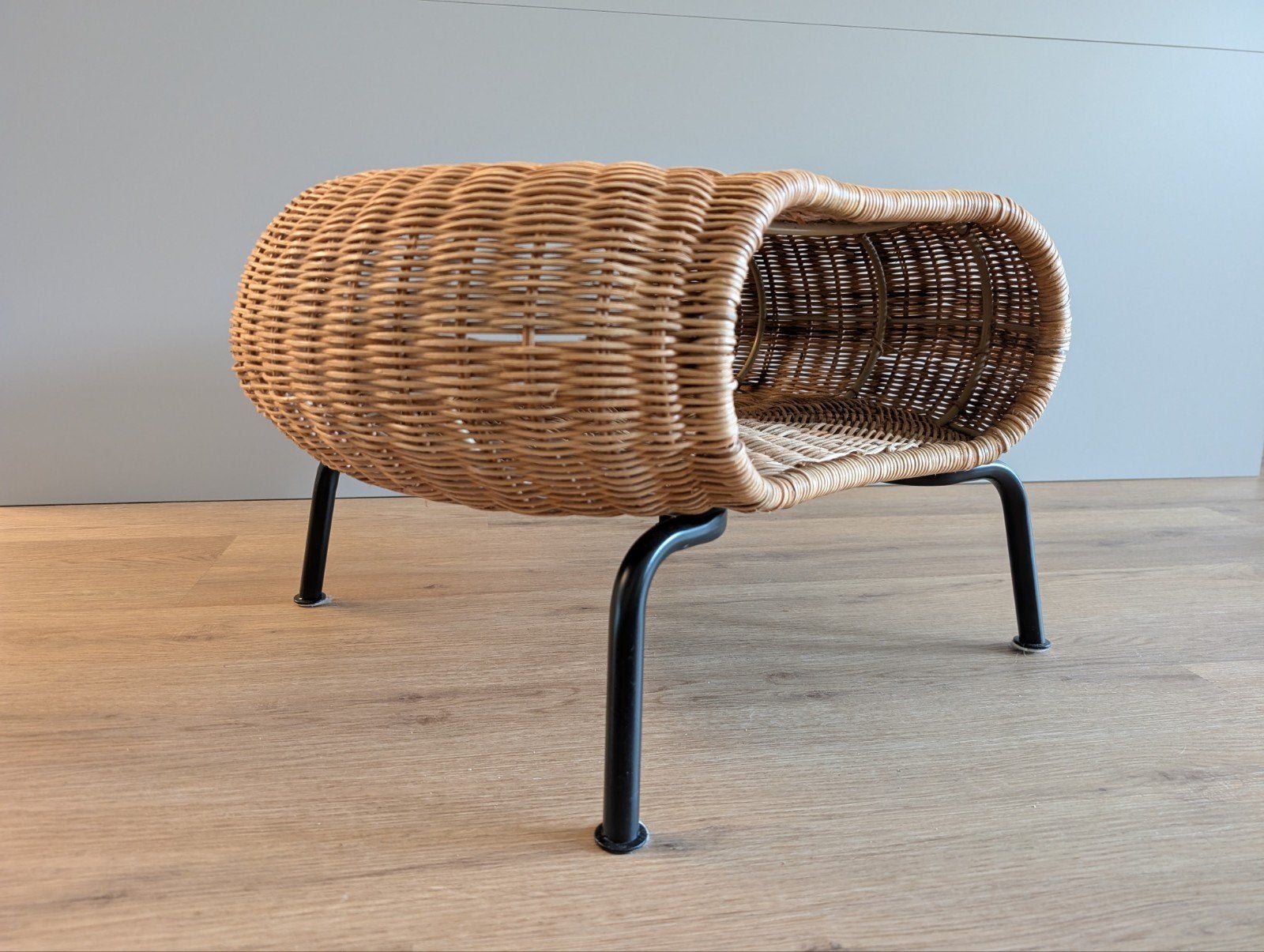 IKEA GAMLEHULT Voetenbank met opbergruimte, rotan/antraciet, Ophalen, Minder dan 50 cm, 50 tot 75 cm, Zo goed als nieuw
