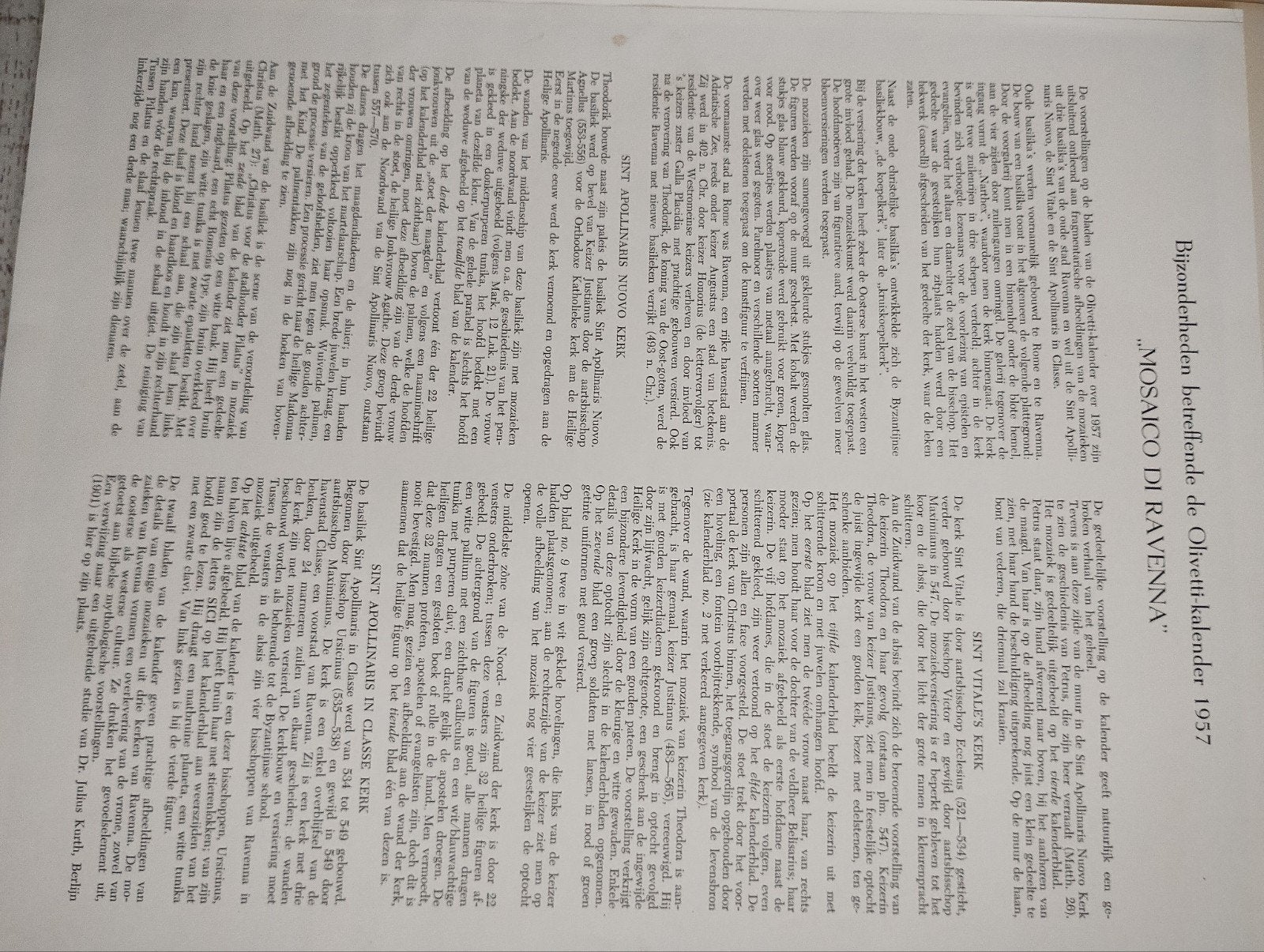 12 prenten mozaïeken uit Olivetti kalender 1957, Ophalen of Verzenden