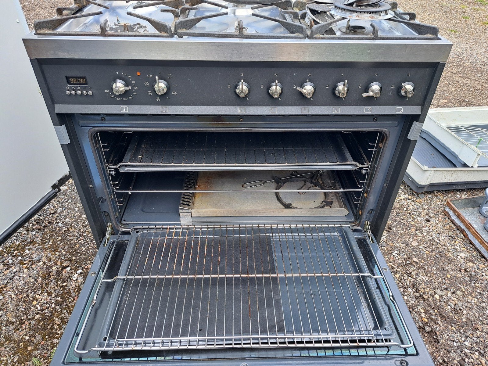 Smeg 6-pits gasfornuis 90 cm - Zeer goede staat, 60 cm of meer, Ophalen of Verzenden, Zo goed als nieuw, Gas