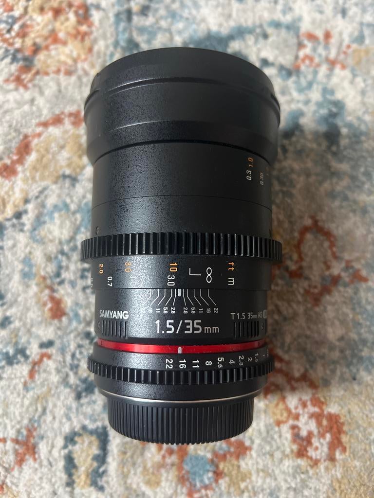 Samyang 35mm T1.5 VDSLR MK2 Cine Lens Canon EF Mount, Ophalen of Verzenden, Gebruikt, Standaardlens