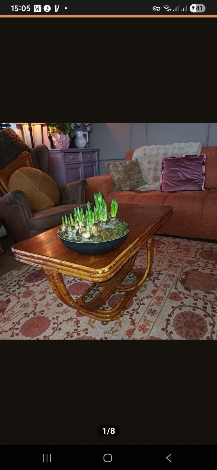 Mooie vintage 's 70's rotan boho salontafel tafel bohemian, Ophalen