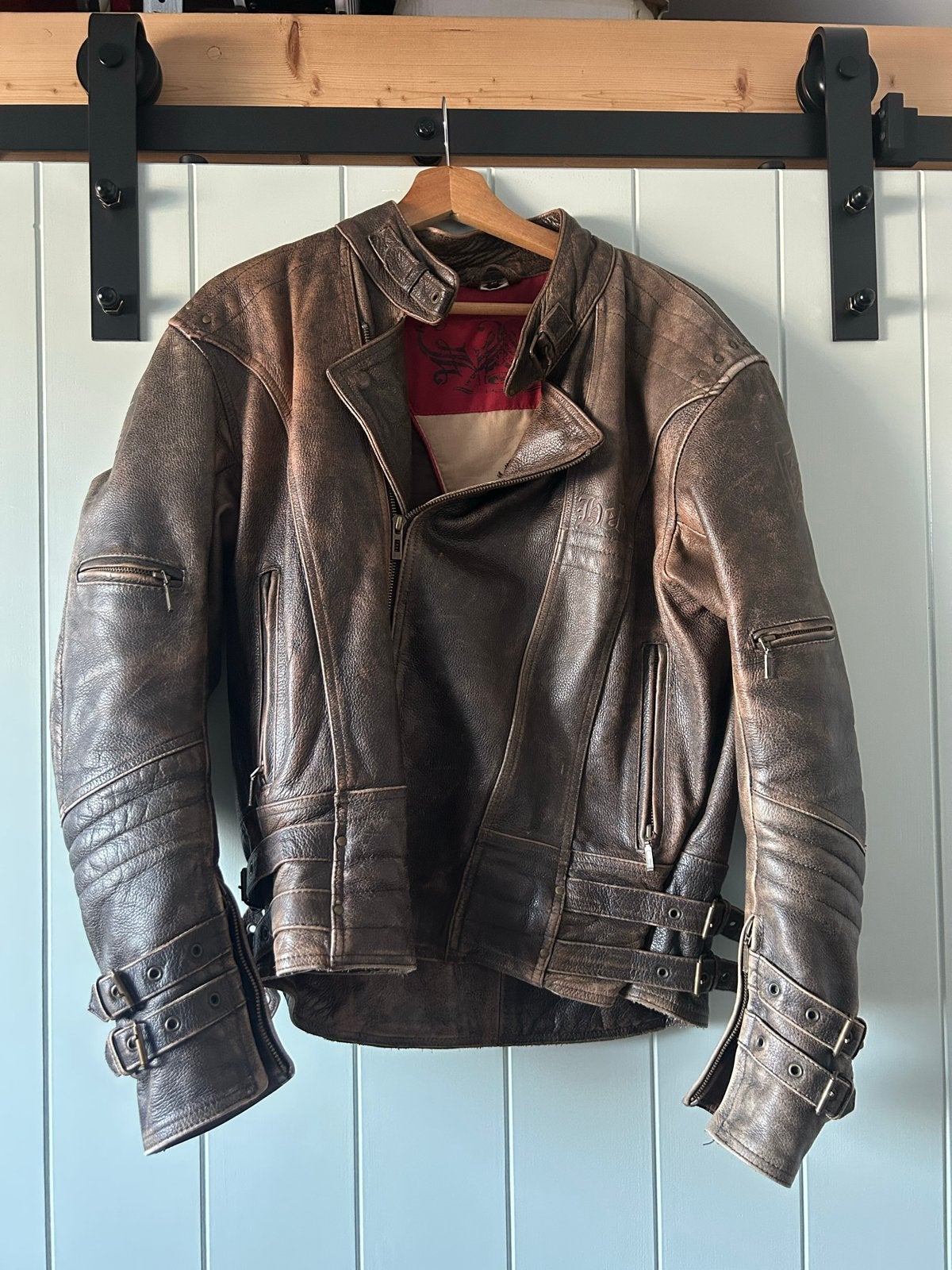 Vintage bruine leren motorjas - robuust en stijlvol, Ophalen, Tweedehands, Heren, Jas | leer