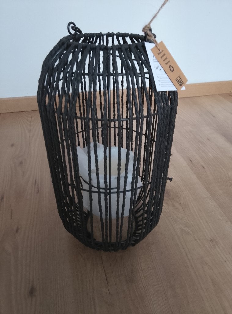 Lantaarn met kaars (nieuw), Overige materialen, Zwart, Nieuw, Ophalen of Verzenden