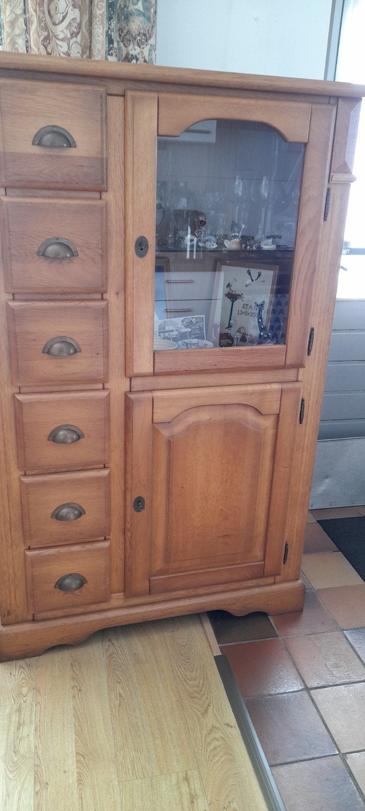 hoge kast eikenhout breedte 100, diepte 40, hoogte 153,5, Ophalen