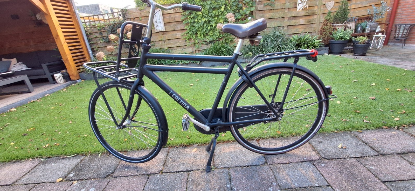 Zwarte Cortina U40 28 inch herenfiets, Ophalen, Cortina U4 transportfiets, 53 tot 56 cm, Gebruikt