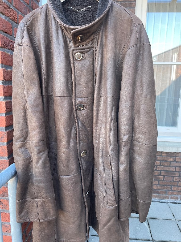 Leren lammy coat, Ophalen of Verzenden, Gedragen, Maat 56/58 (XL), Bruin