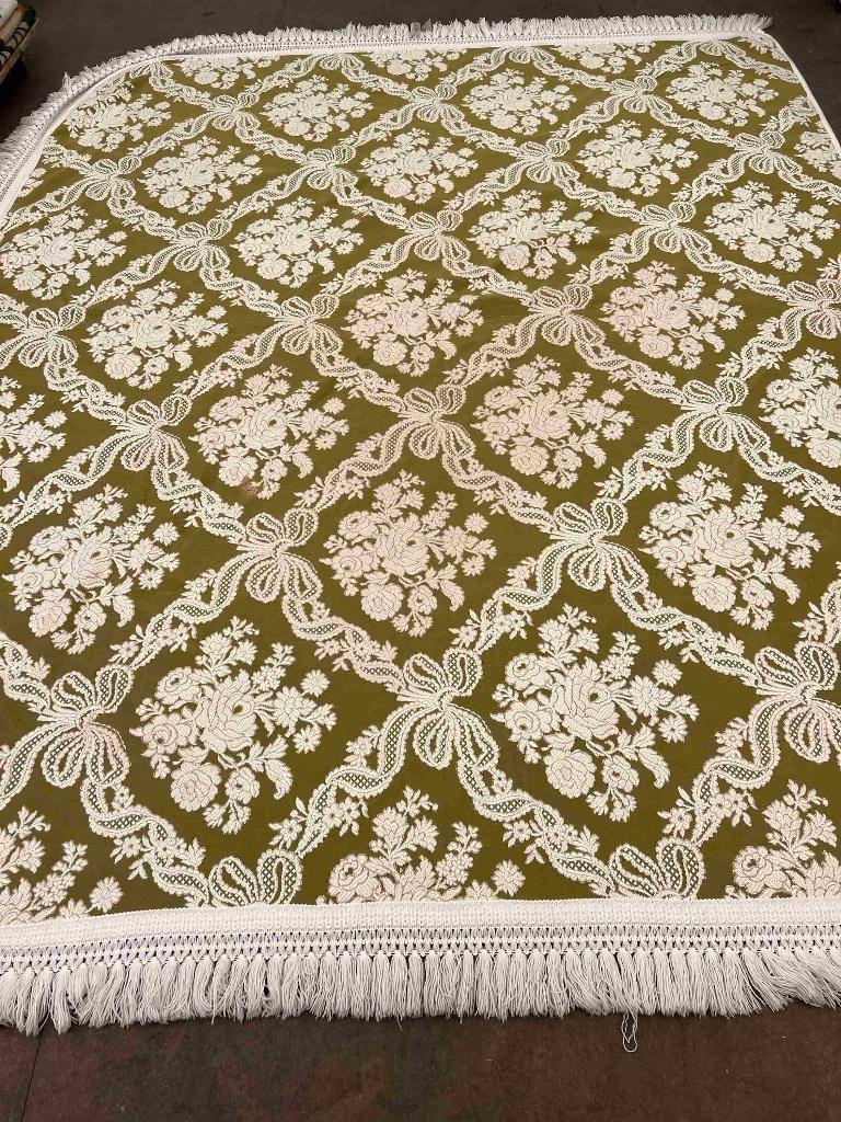 Grote vintage sprei groen wit 270/230 cm, Huis en Inrichting, Slaapkamer | Beddengoed, Gebruikt, Overige maten, Etten-Leur, Overige typen