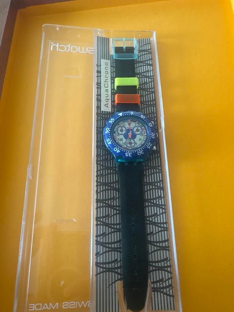 Swatch AquaChrono Polshorloge - in doos, Ophalen of Verzenden, Gebruikt, Android