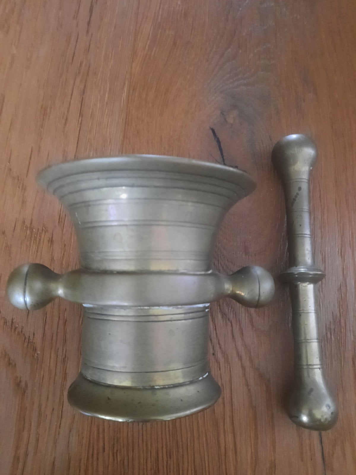 Bronzen vijzel met stamper, 11 cm, Ophalen of Verzenden