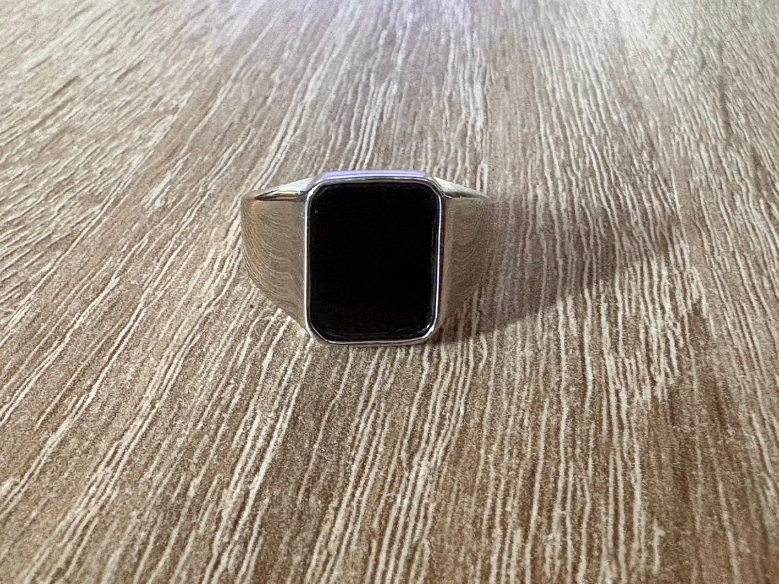 Heren zegelring met zwarte steen zilver 925 maat 22, Ophalen, 20 of groter, Heer, Zo goed als nieuw