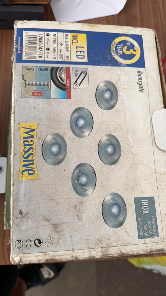 Massive Ramsgate LED Grondspots - 6 stuks, RVS, Ophalen, Minder dan 50 watt, Nieuw, Netvoeding