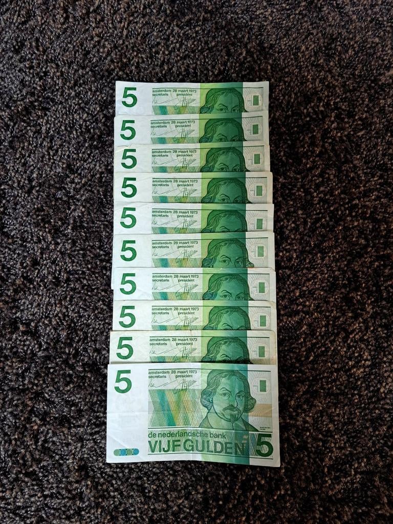 10x 5 Gulden Joost van den Vondel 1973 - Gebruikt, Ophalen of Verzenden