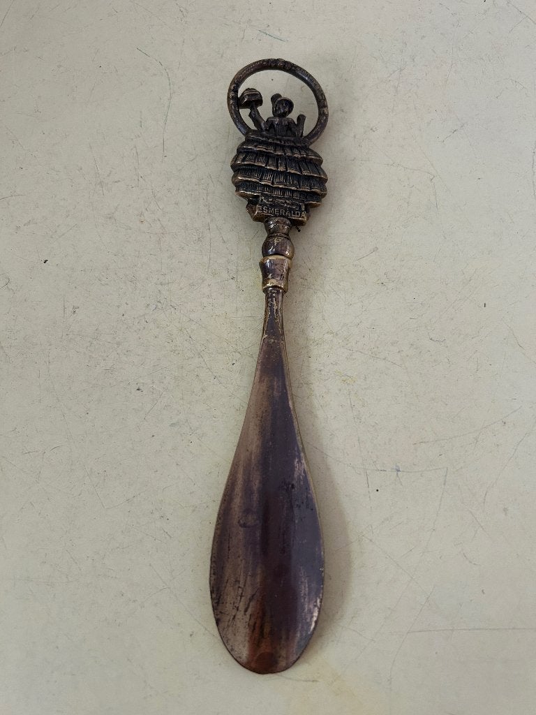 Vintage messing schoenlepel Esmeralda – 23 cm / 122g, Antiek en Kunst, Ophalen of Verzenden, Koper