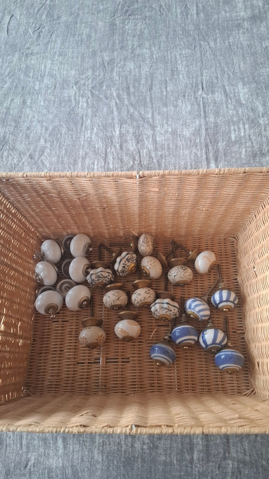 Diverse keramische kastknoppen - handgeschilderd, Vintage, Gebruikt, Meerkleurig, Verzenden