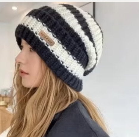Warme gebreide muts / beanie gestreept voor dames, Kleding | Dames, Mutsen, Sjaals en Handschoenen, Ophalen of Verzenden, Nieuw