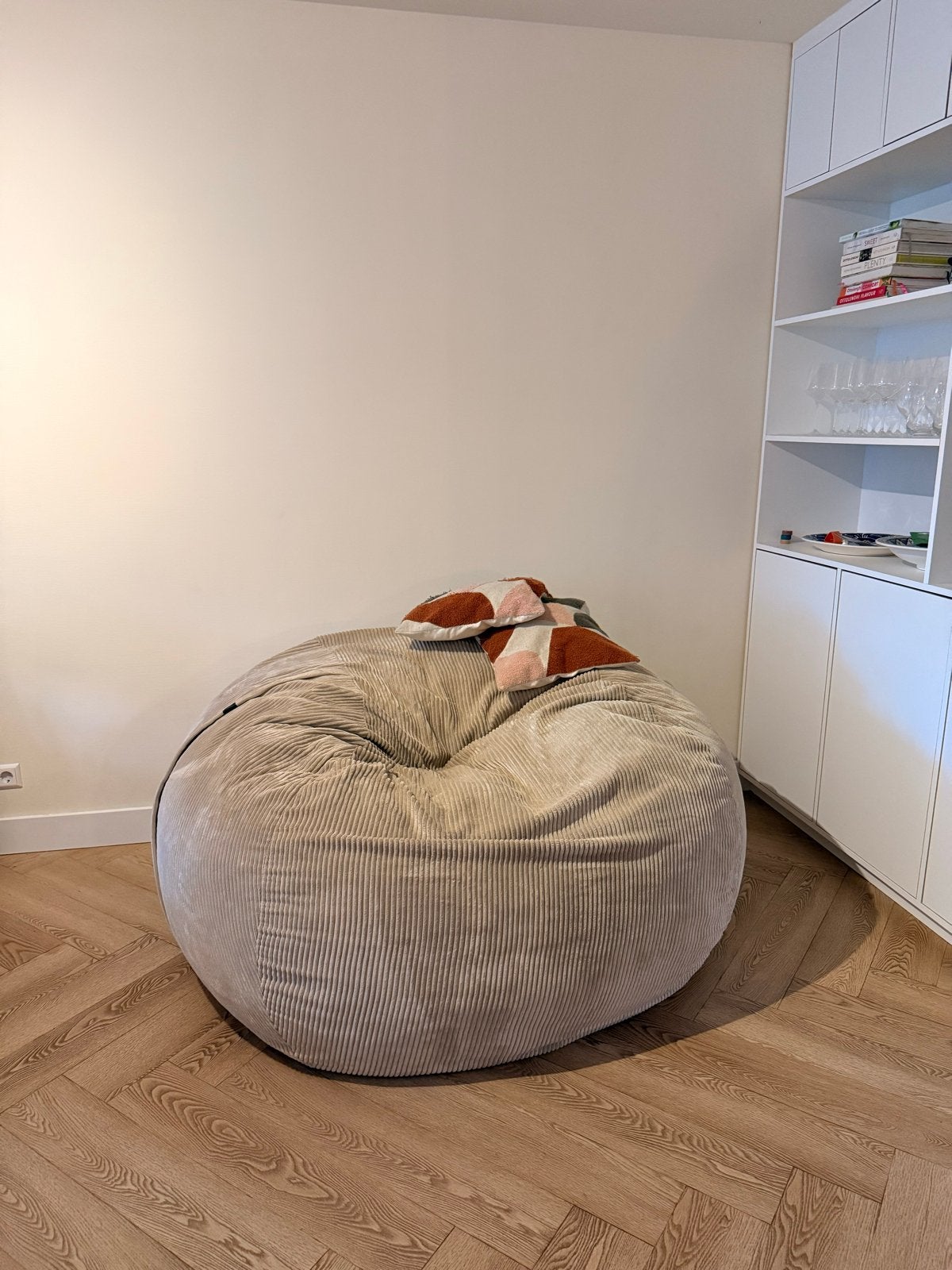 Vetsak zitzak L cord velours beige, Ophalen, Nieuw, Beige, Zitzak