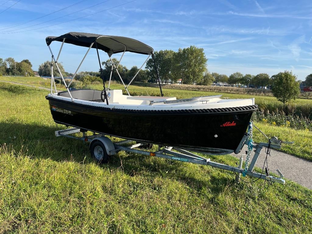 Corsiva 475 Limited 9.9pk Trailer | Buiskap | Biminitop, Ophalen, Zo goed als nieuw, Buitenboordmotor, Polyester