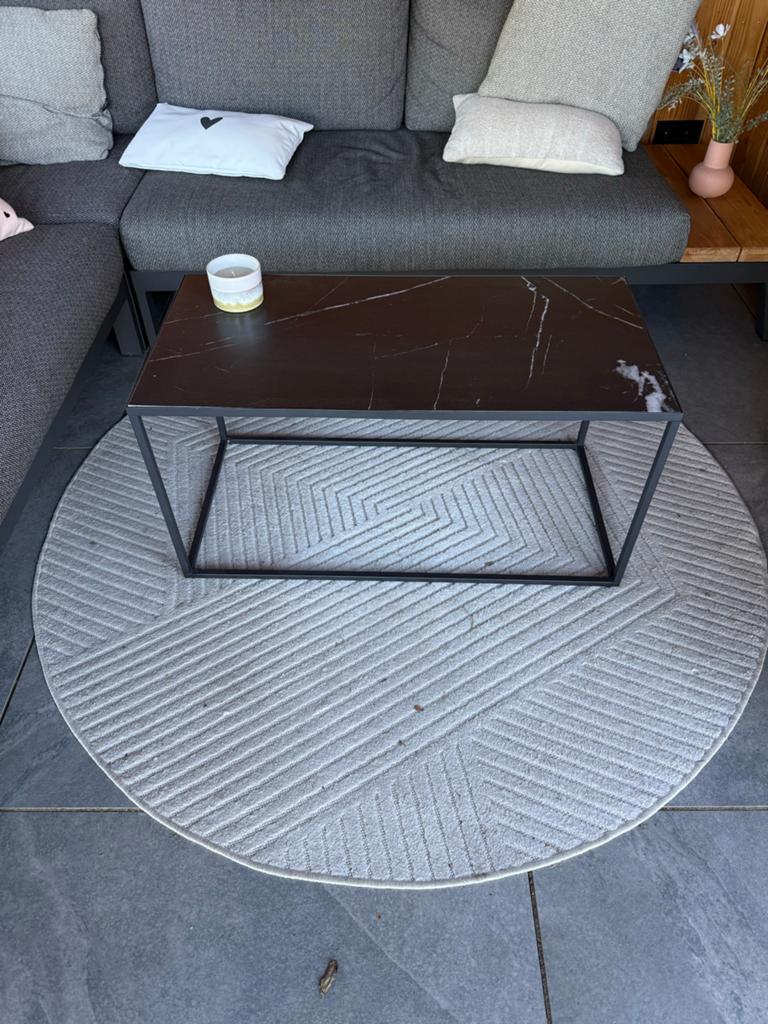 Moderne salontafel met marmeren blad - 90x45 cm, Huis en Inrichting, Tafels | Salontafels, Ophalen, Overige materialen, Gebruikt