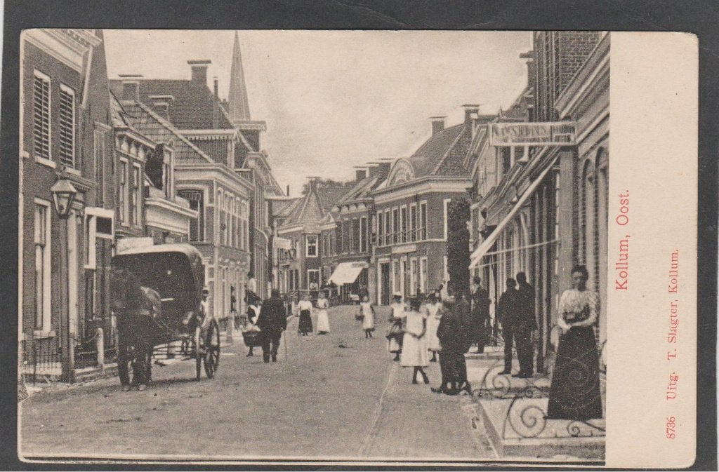 kollum oost  met mensen en paard en wagen, Verzenden, Voor 1920, Ongelopen, Friesland