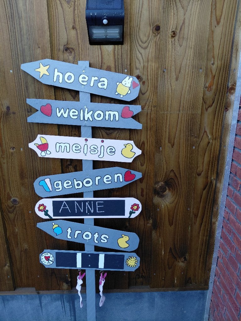 Te huur geboortebord wegwijzer, Ophalen, Nieuw, Geboortebord