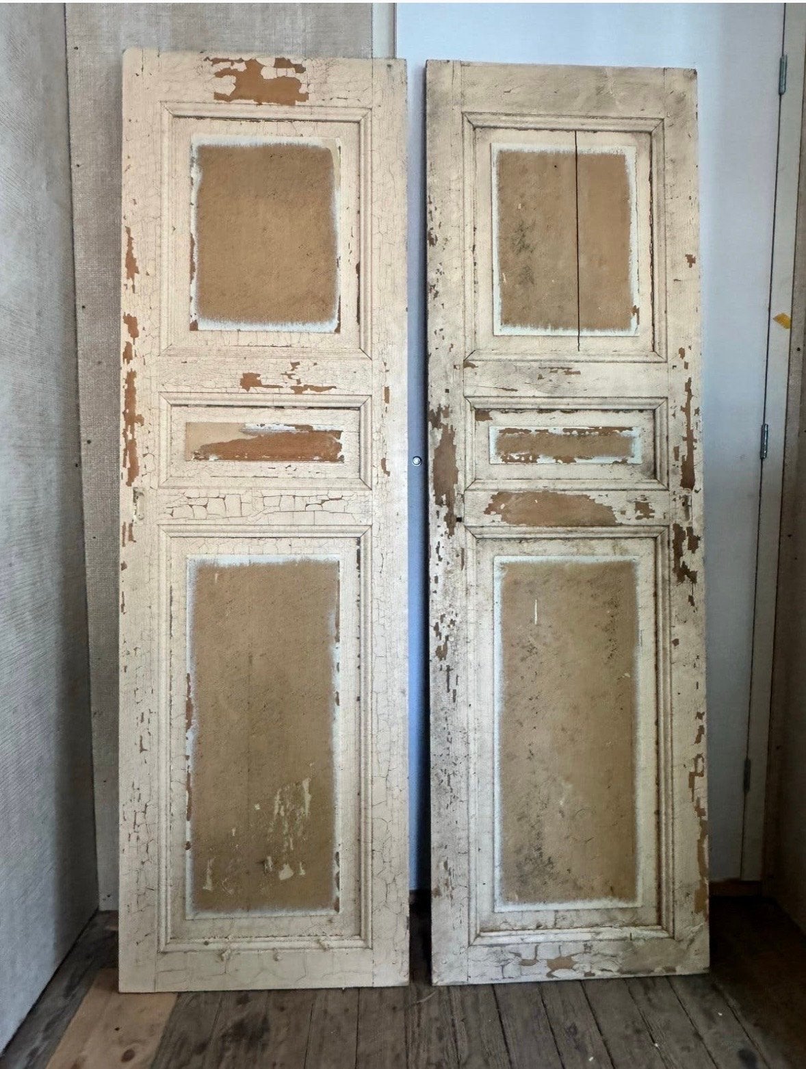 Antieke houten deuren (set van 2) - Brocante wit, Antiek en Kunst, Ophalen