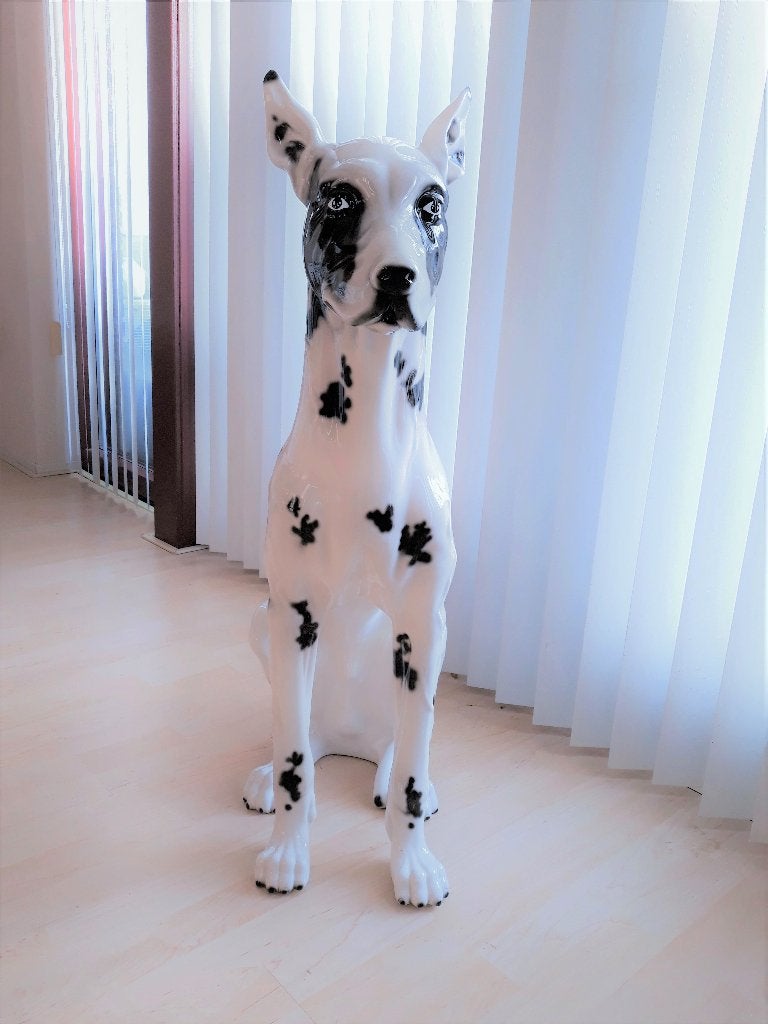 XXL vintage porseleinen beeld Deense Dog Harlekijn - 93 cm, Ophalen
