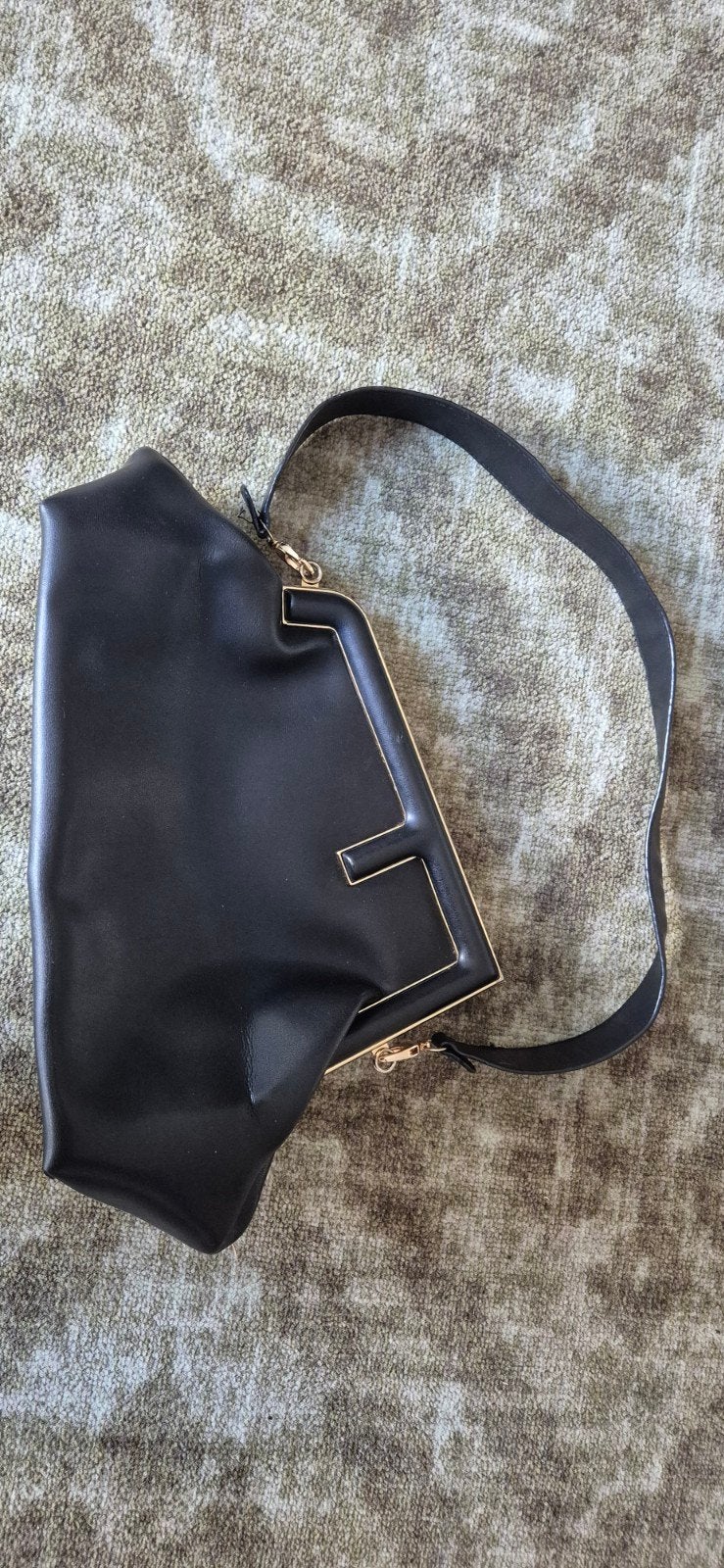 look a like Vintage Fendi First Avondtasje - Zwart Leer met, Ophalen of Verzenden, Gebruikt, Zwart, Avondtasje