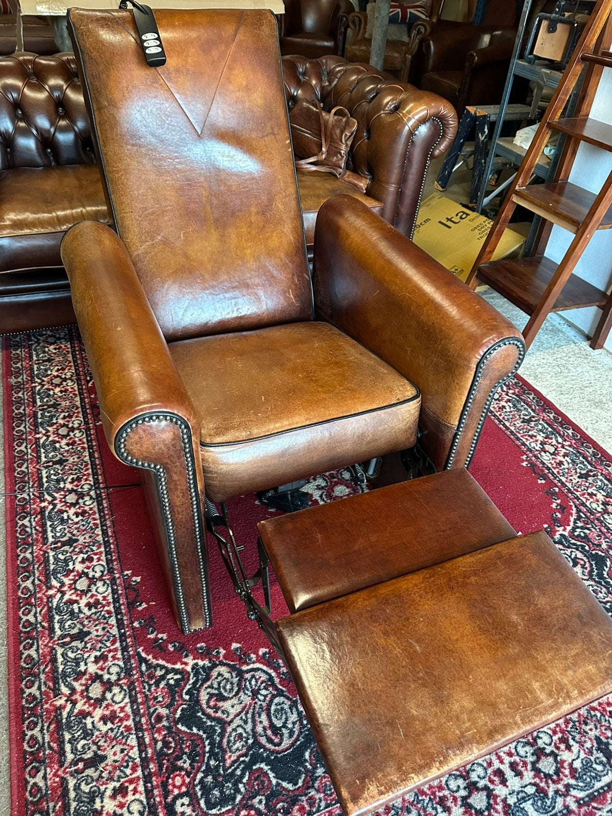 Exclusieve schapenleren elektrische (relax) fauteuil., Ophalen, ., Chesterfield, Zo goed als nieuw