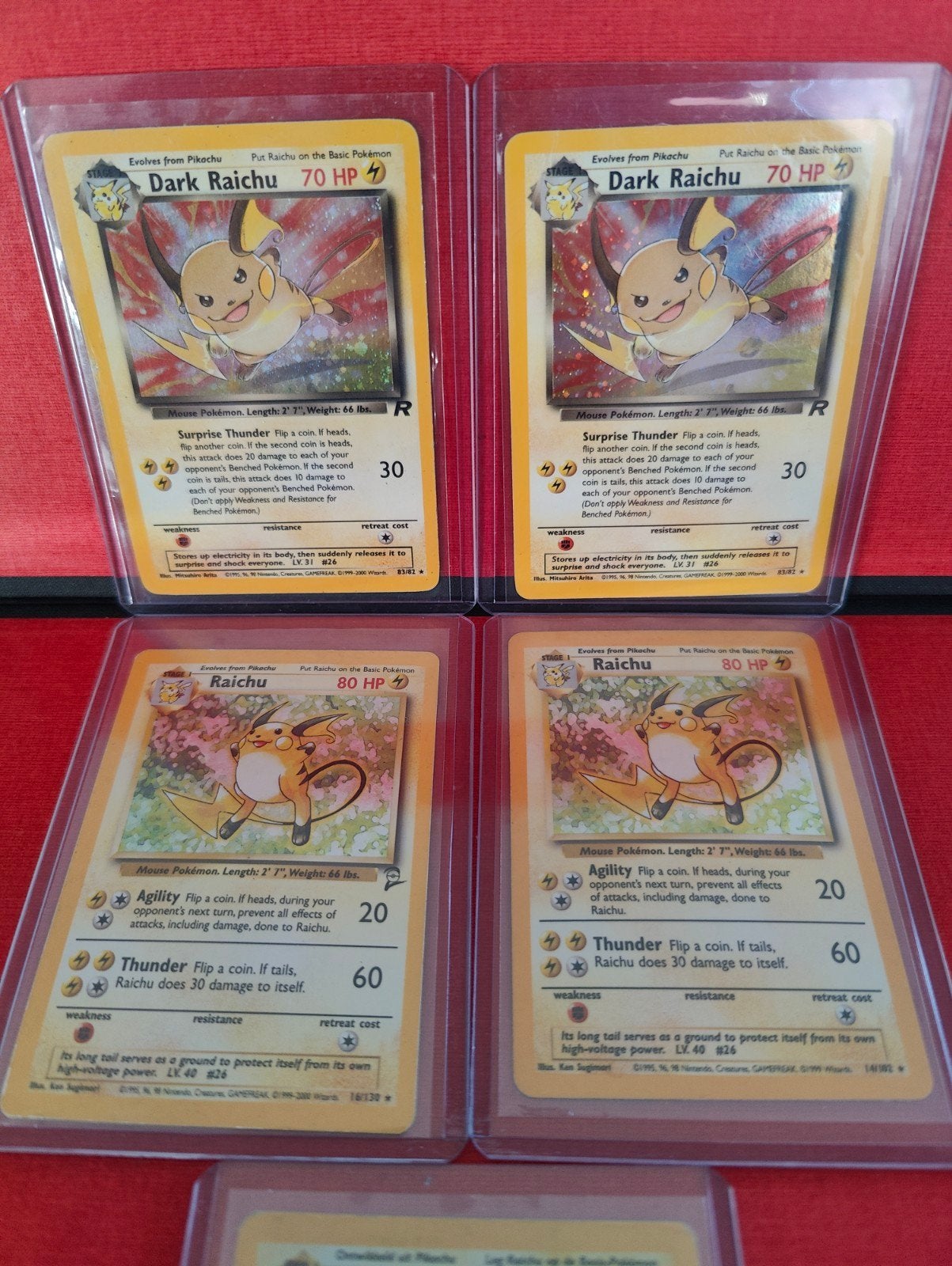 Pokemon kaarten Dark Raichu Holo en Raichu Holo ENG 1999, Ophalen of Verzenden, Gebruikt, Meerdere kaarten