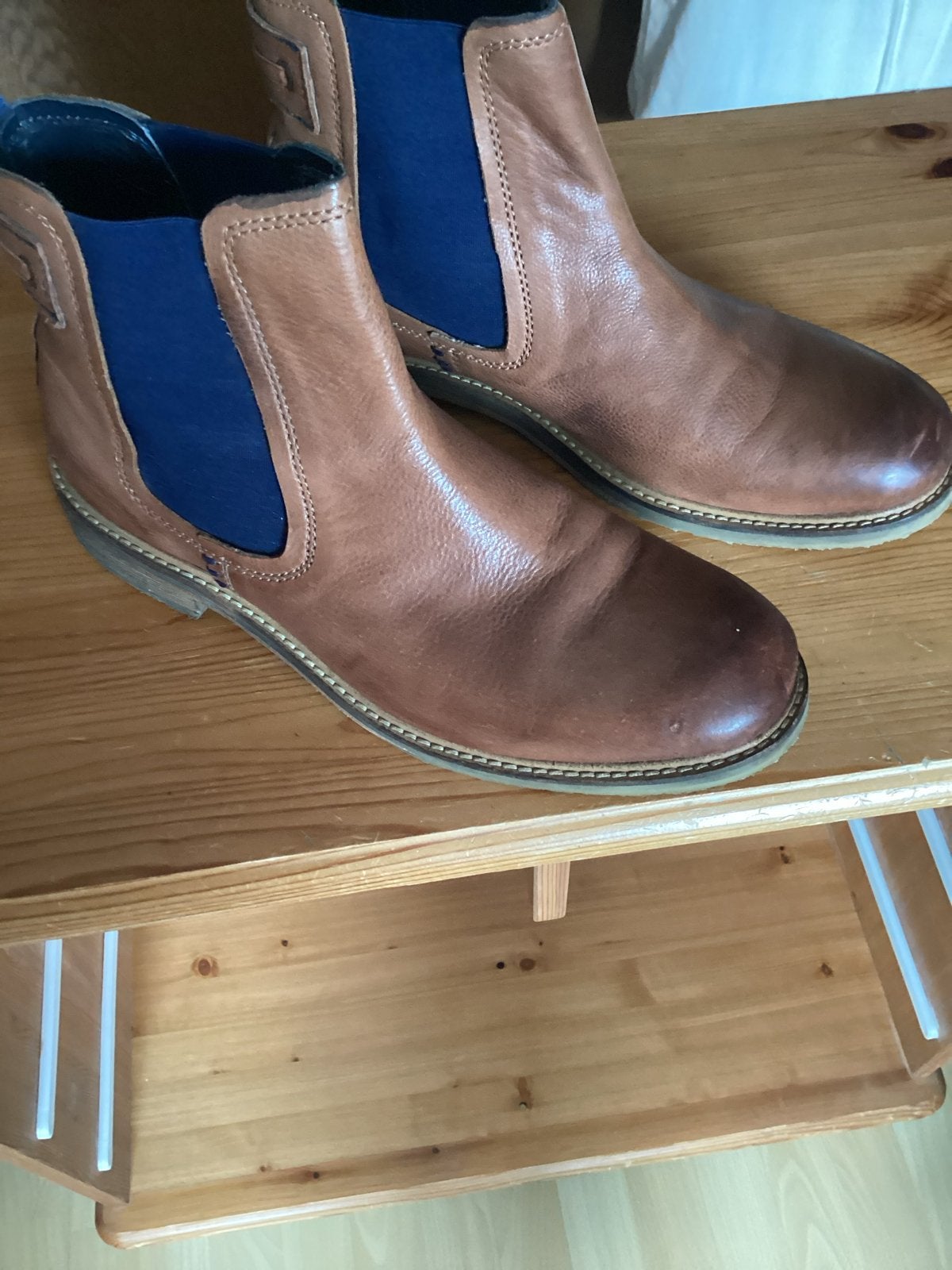 Jones bruine leren enkellaarsjes heren - Maat 41, Ophalen of Verzenden, Zo goed als nieuw, Bruin, Boots