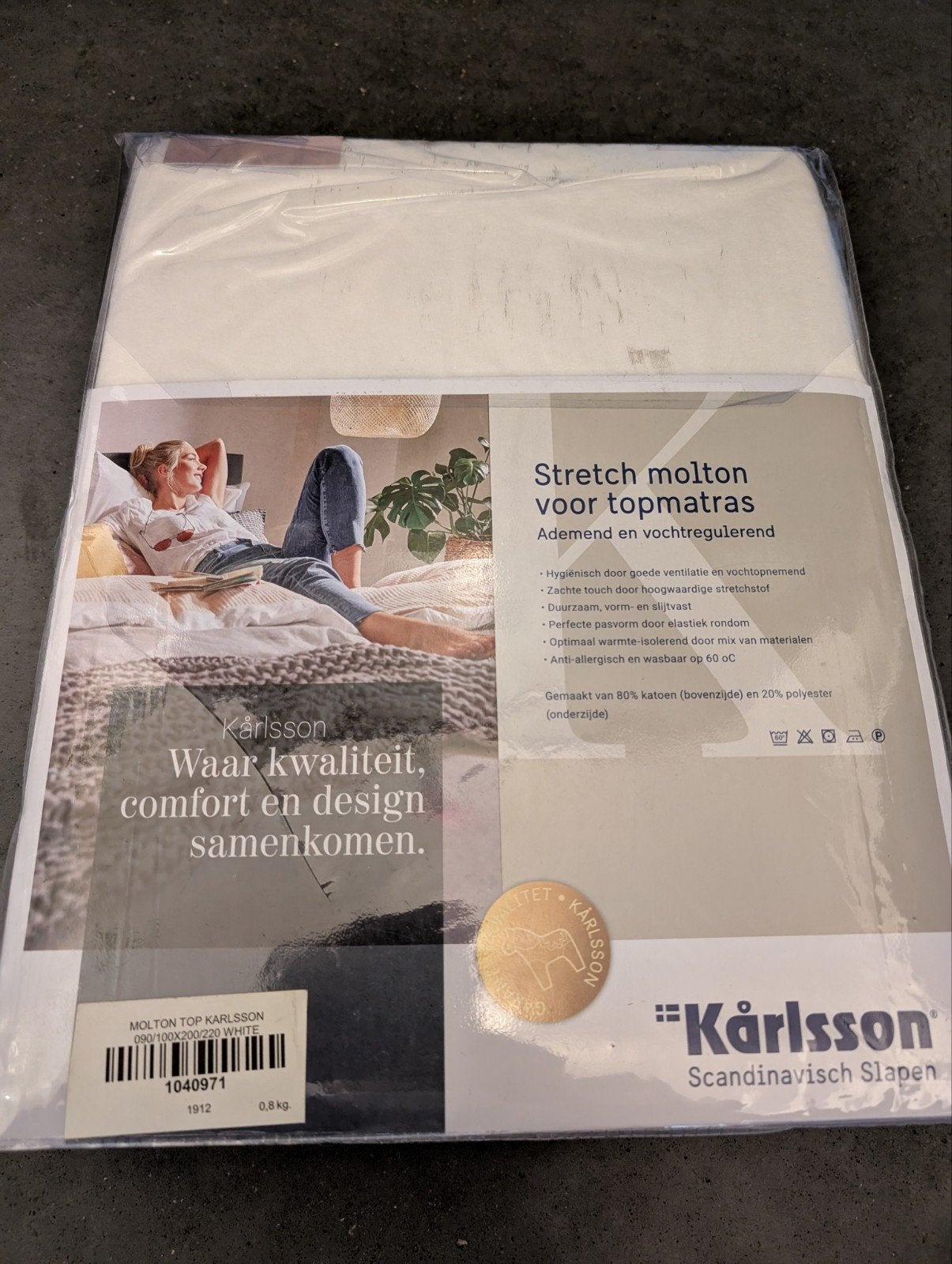 Karlsson Stretch Molton Topmatrasbeschermer Wit, Ophalen of Verzenden, Nieuw, Wit, Overige typen