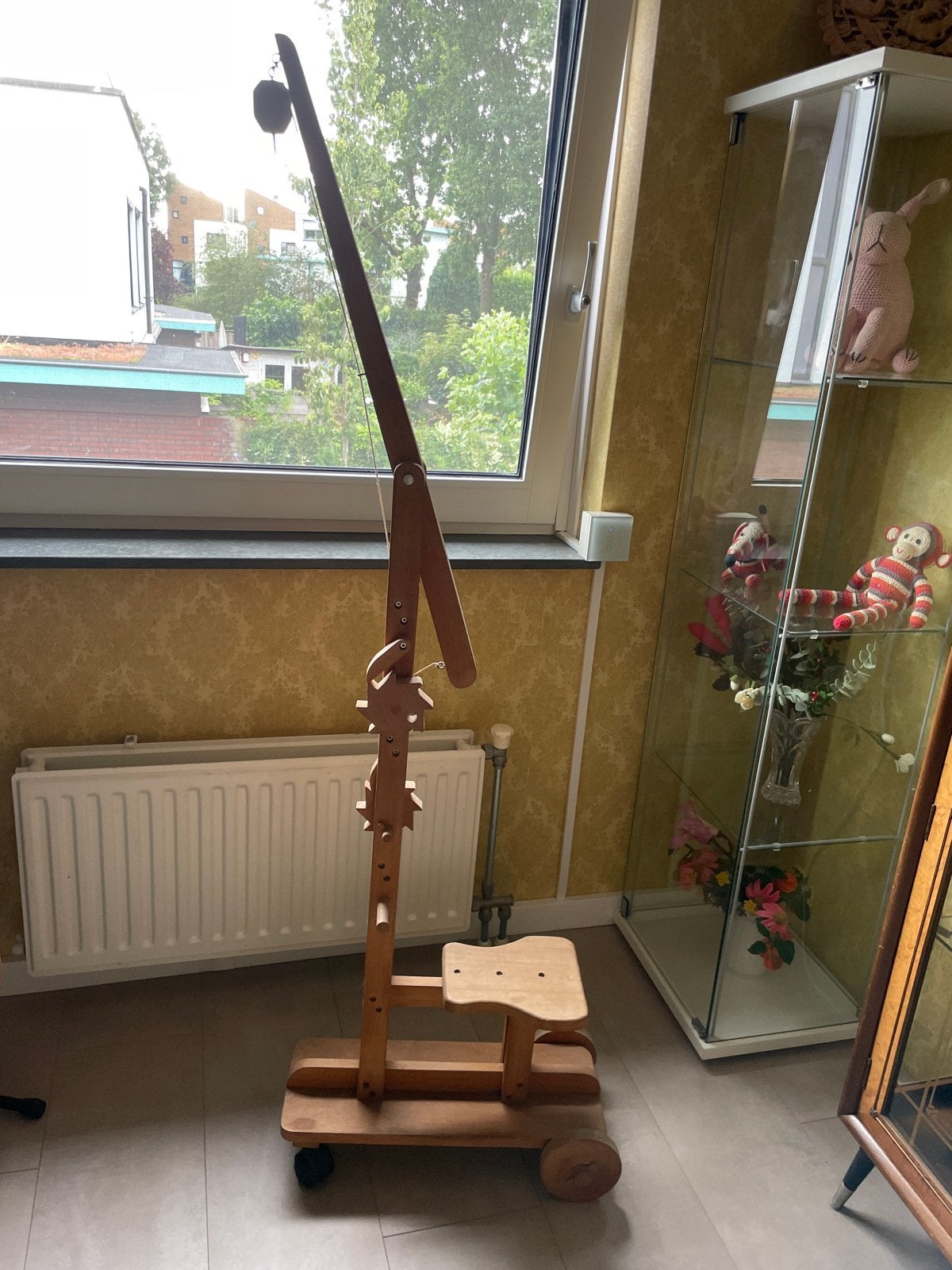 Vintage houten hijskraan speelgoed - draadje vervangen, Kinderen en Baby's, Speelgoed | Houten speelgoed, Ophalen, Gebruikt