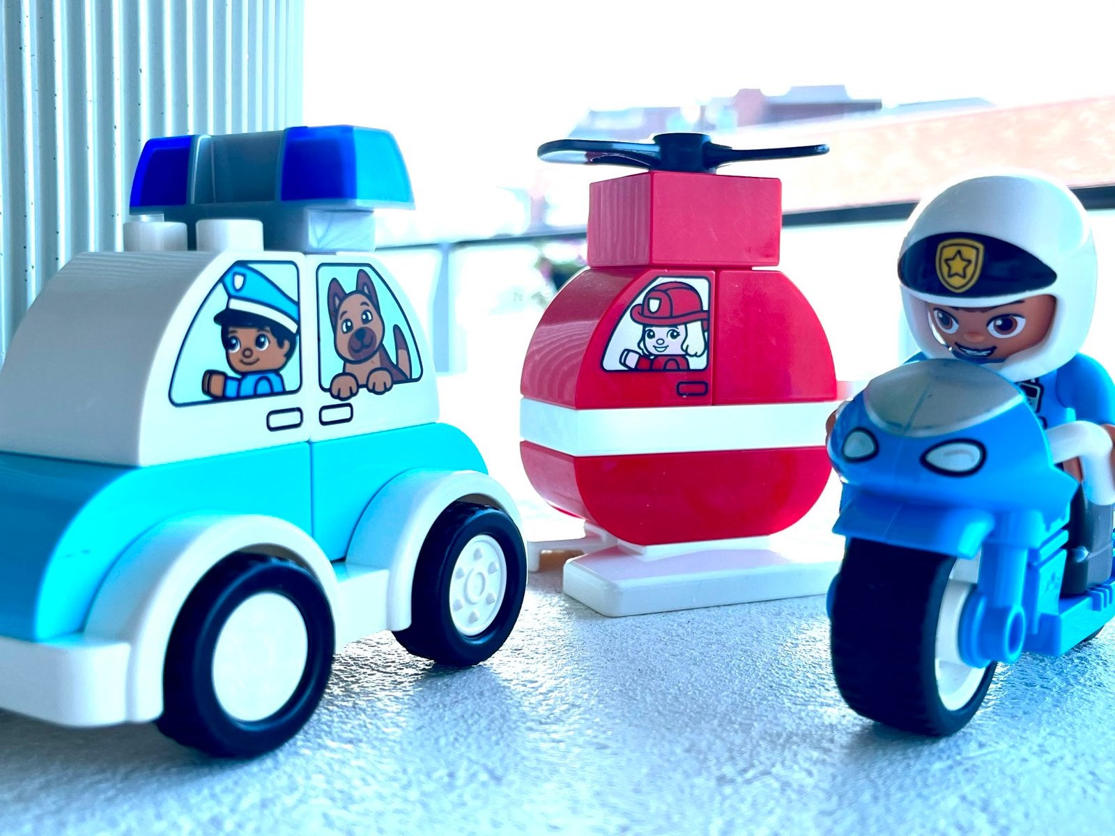 Lego duplo brandweerauto politieset, Ophalen of Verzenden, Zo goed als nieuw, Duplo