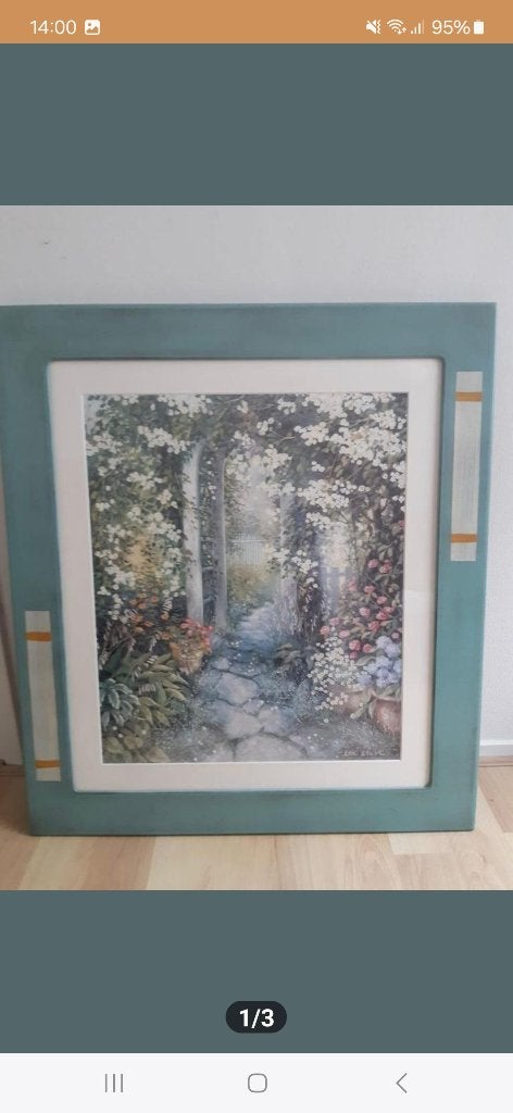schilderij tuin, Gebruikt, Ophalen of Verzenden, Schilderij, 75 – 100