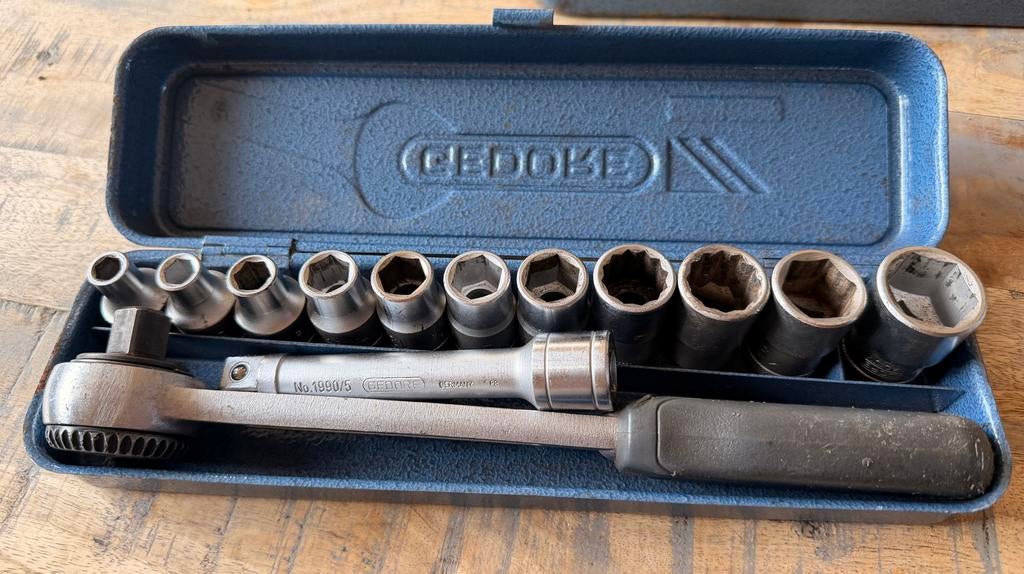 Gedore 19 HMU-2 Dopsleutelset 8 t/m 22 mm Professionele set, Ophalen of Verzenden, Gebruikt