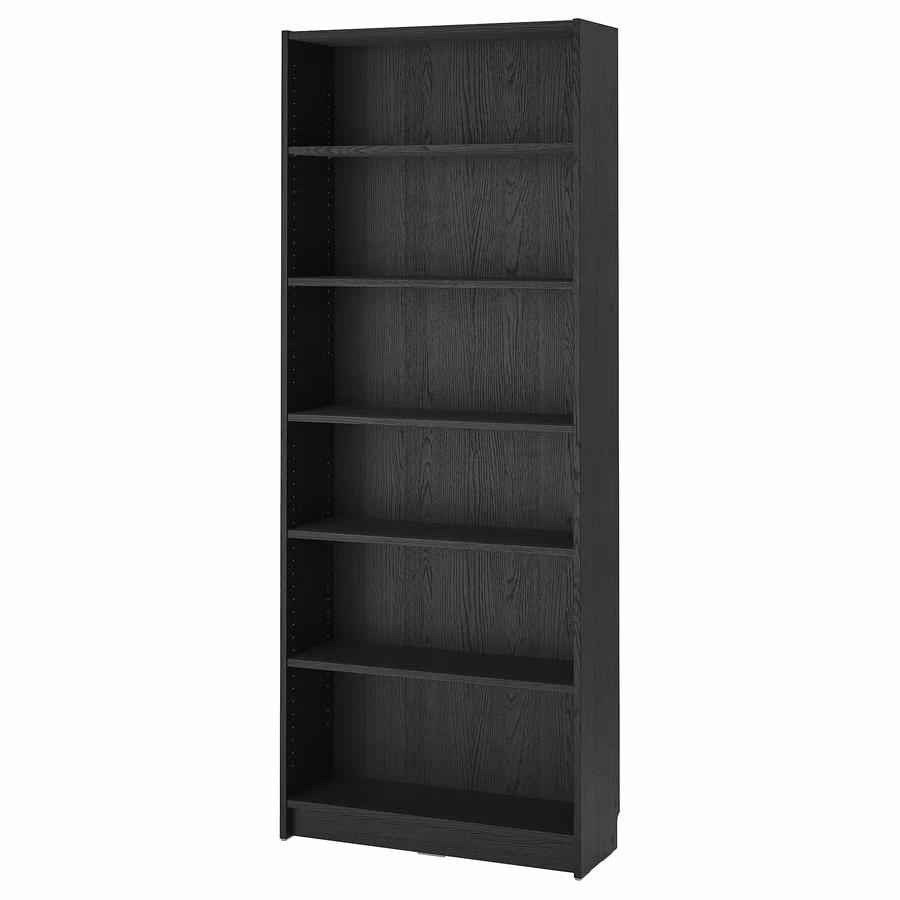 2 x BILLY Boekenkast, zwart eikenpatroon, 80x28x202 cm, Ophalen, Gebruikt, 200 cm of meer, 50 tot 100 cm
