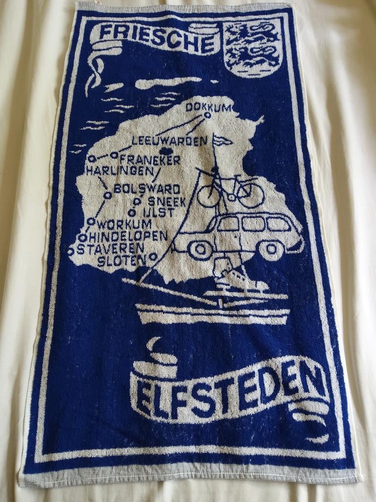 Vintage Retro Elfstedentocht handdoek NIEUW,, Ophalen of Verzenden, Huis en Inrichting