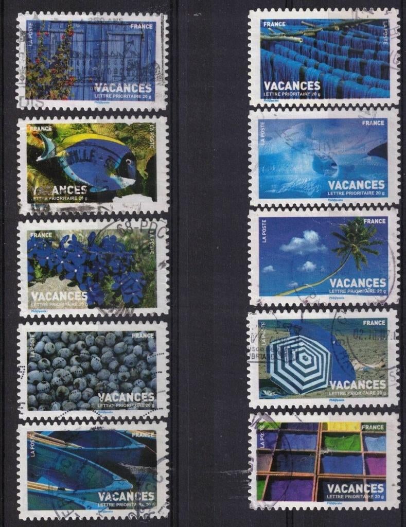 Frankrijk, serie "vakantie" 2007-18, Ophalen of Verzenden, Gestempeld