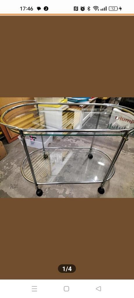 Trolly theewagen drankwagen theetafel, Ophalen, Gebruikt, Glas, 75 cm of meer