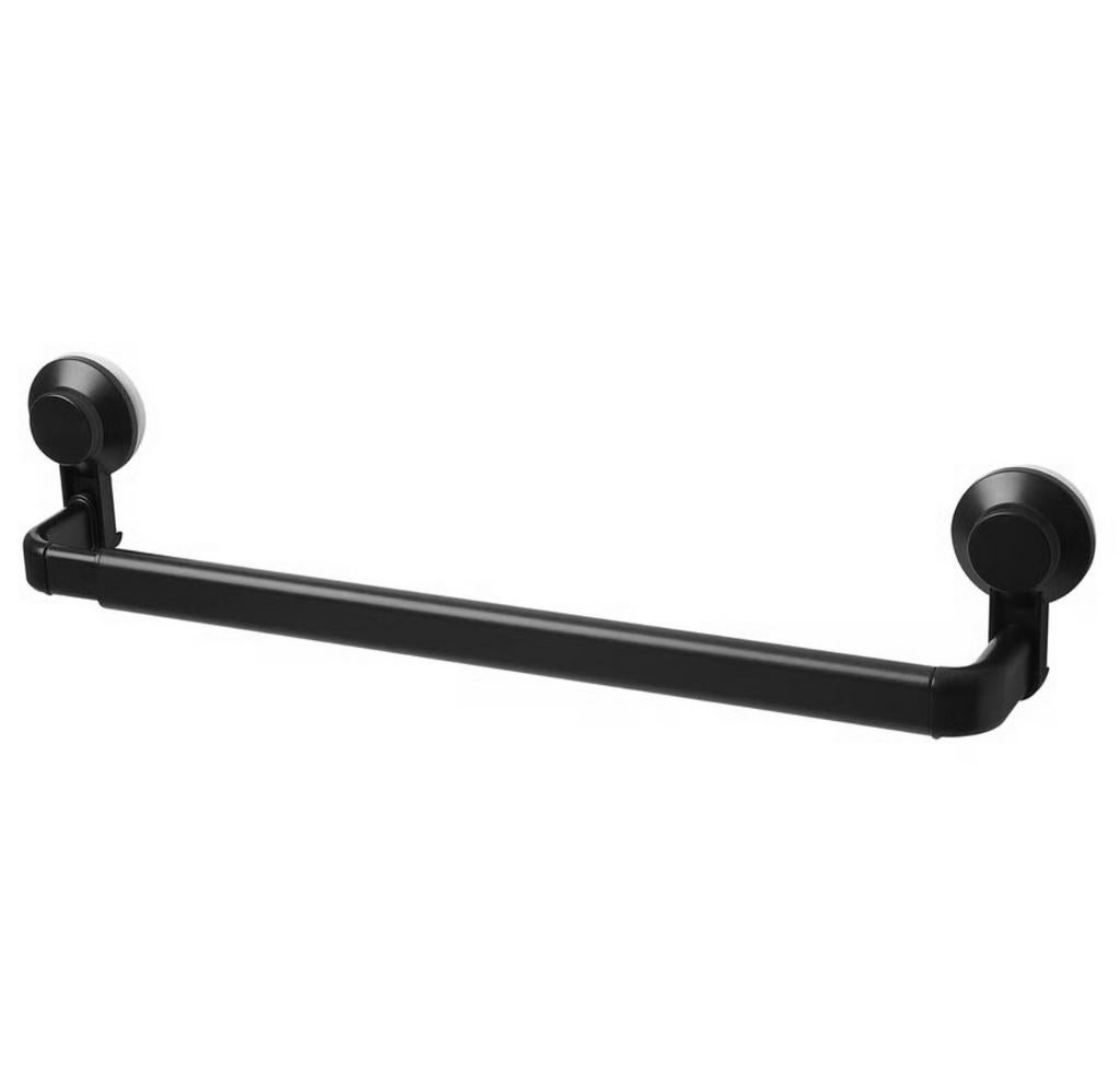 IKEA TISKEN handdoekenrek met zuignap, Huis en Inrichting, Badkamer | Badtextiel en Accessoires, Zo goed als nieuw, Handdoek, Zwart
